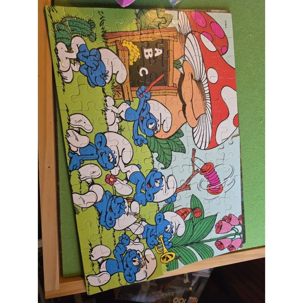 Vintage‎ Smurf 100 Piece Puzzle Milton Bradley 1981 School Complete 4190-4